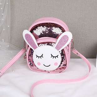 韩版儿童包包女童斜挎包时尚公主女孩宝宝可爱小兔子亮片单肩背包