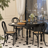 复古法式岛台餐桌可伸缩黑色椭圆折叠餐桌实木美式饭桌家用小户型