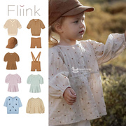 fliink23夏季婴儿宝宝男女童，短袖针织衫衬衣背带短裤55