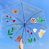 透明雨伞儿童手工，diy幼儿园绘画涂鸦伞暖场美术，美工创意伞