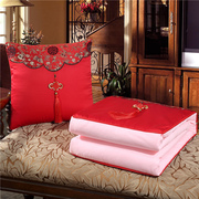 高档中国结大红色抱枕被子两用D沙发靠枕婚庆中式喜庆靠垫汽