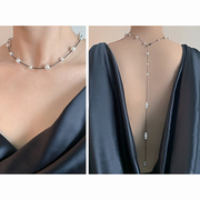 koe原创设计新娘珍珠项链长款露背婚纱背链性感身体链美背饰品女