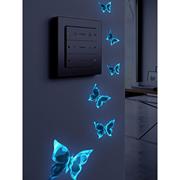 6只蓝色蝴蝶夜光贴纸房间卧室开关贴装饰自粘防水卡通荧光墙贴画