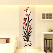 墨花创意水晶亚克力3d立体墙贴画玄关客厅卧室，电视背景墙贴纸装饰