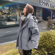 灰色洋气羽绒服女短款2022冬季韩版加厚气质，小个子面包服