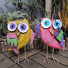 创意可爱彩绘铁艺猫头鹰，装饰摆件幼儿园桌面植物，角布置动物装饰品