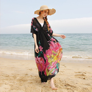 墨莎三亚海边度假沙滩裙仙女宽松大码雪纺连衣裙长裙200斤可穿