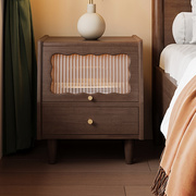 全实木床头柜简约现代床边卧室迷你整装新中式，原木小型收纳储