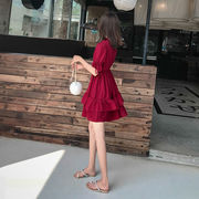 雪纺连衣裙女夏2023夏季裙子女学生韩版宽松小个子网红仙女裙
