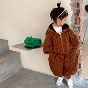 女童秋装儿童衣服套装秋冬季2022童装一件代发运动两件套加厚