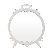 可立特家居法式桌面镜子，台式复古白色梳妆台化妆镜女卫生间梳妆镜