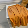 橘红色毛圈棉圆领套头卫衣女，秋季韩版明线设计感纯色宽松慵懒外套