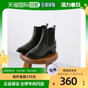 日本直邮Menue menue 尖头低跟侧戈尔靴（1020黑色pu）短靴
