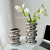 现代简约创意轻奢银色花瓶陶瓷，ins风客厅干花，插花装饰餐桌摆件