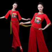 中老年中国秧歌女舞跳扇子舞服装2022服舞蹈风演出服套装广场
