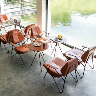 咖啡馆桌椅组合铁艺椅子，西餐厅沙发网红咖啡椅，咖啡店桌椅组合