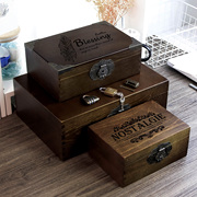 木箱收纳箱木小复古盒子大储物箱收纳盒箱子木质，带锁木盒密码实木