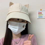 韩版可爱猫耳朵赵露思同款帽子女夏季遮阳防晒渔夫帽显脸小太阳帽