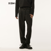 xiein写映设计师男装纯色，羊毛混纺时装西装休闲裤