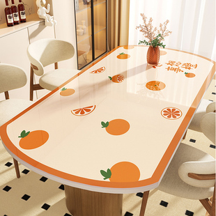防水防油防烫椭圆形PVC餐桌垫轻奢高级感软玻璃折叠圆桌台面桌布