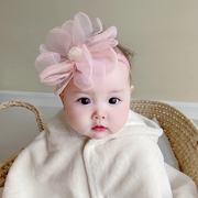 公主超甜美大花朵女宝宝婴儿童雪纺仙女百天周岁拍照发带发箍头饰
