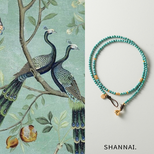 shannai原创「只此青绿」新中式天然绿松石项链小米珠国风锁骨链