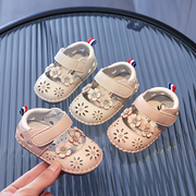 夏季女宝宝学步鞋不掉6-8-12个月公主新生儿软底，防滑一岁婴儿鞋子