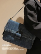 麦米可/MCMIKO  骑士牛仔iPad包 原创设计牛仔布洗水料单肩斜挎包