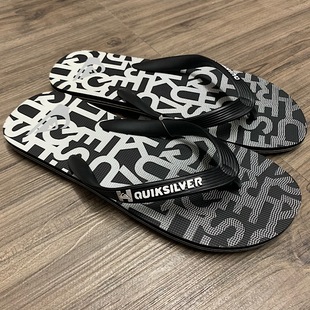 quikilver塑胶男士人字拖夏季防滑沙滩鞋耐磨渐变效果字体印