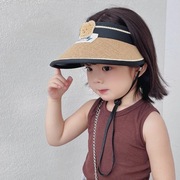 儿童夏季空顶防晒帽可折叠大帽檐女童宝宝遮阳帽亲子男童太阳帽子
