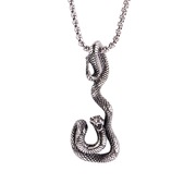 欧美复古动物蛇形不锈钢，男士嘻哈饰品，吊坠钛钢蟒蛇项链ht-3411
