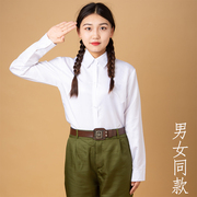 男女芳华七八十年代知青老式装军学生白衬衣海魂衫蓝绿长裤演出服