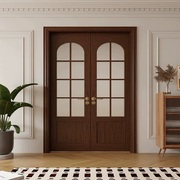 实木法式双开门烤漆门定制卧室门书房门木门室内门圆弧拱形门