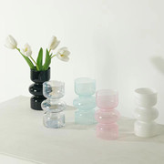 欧式简约小花瓶玻璃透明插花水养鲜花客厅餐厅桌面摆件软装饰摆件