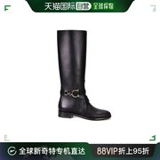 香港直邮ferragamo菲拉格，慕女靴gancini牛皮低跟平跟长靴骑马