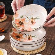 千顺陶瓷盘子菜盘家用深盘碟子时尚餐盘创意轻奢釉下彩餐具套装