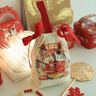原创古风中式猫夫妇喜糖袋，结婚喜糖盒子糖果盒，袋免折叠创意喜糖盒