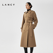 lancy朗姿2023秋冬羊毛风衣，外套长款过膝收腰毛呢，女高级气质