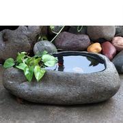 特大号天然鹅卵石花盆鱼缸铜钱，草养鱼碗莲盆石头，创意花器流水桌面