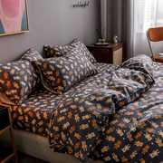 高档全棉四件套纯棉床上床品床单北欧简约100被套1.Z8米床笠网