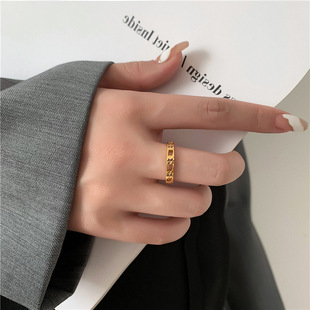 大码戒指女胖mm欧美法式镂空链条时尚，个性大号胖手大圈口食指指环