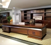 中式风格2.8米~3.8米实木总裁办公桌老板桌胡桃木色大班桌大班台