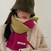 撞色围巾女秋冬季护颈韩版可爱学生保暖针织百搭拼色装饰围脖?