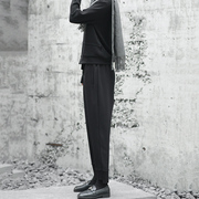 超气质卫裤女春秋设计感黑色纯棉帅气九分针织裤时尚哈伦裤