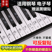 钢琴贴纸88键透明6154电子琴按键盘，音标贴音符五线简谱免粘初学