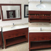 浴室柜组合简约落地式双人洗脸盆，柜大理石台面卫生间整体90cm