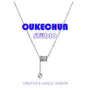 oukechun钛钢圆环小蛮腰项链，轻奢小众冷淡风，设计感装饰品女锁骨链