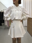 juju韩国东大门2024春季时尚，休闲气质纯色，减龄长袖衬衫女