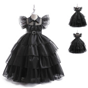 亚当斯一家同系列公主裙 星期三亚当斯黑色纱裙cosplay派对礼服裙