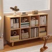 书架简易落地置物架卧室床尾分层收纳柜子家用学生储物实木色书柜